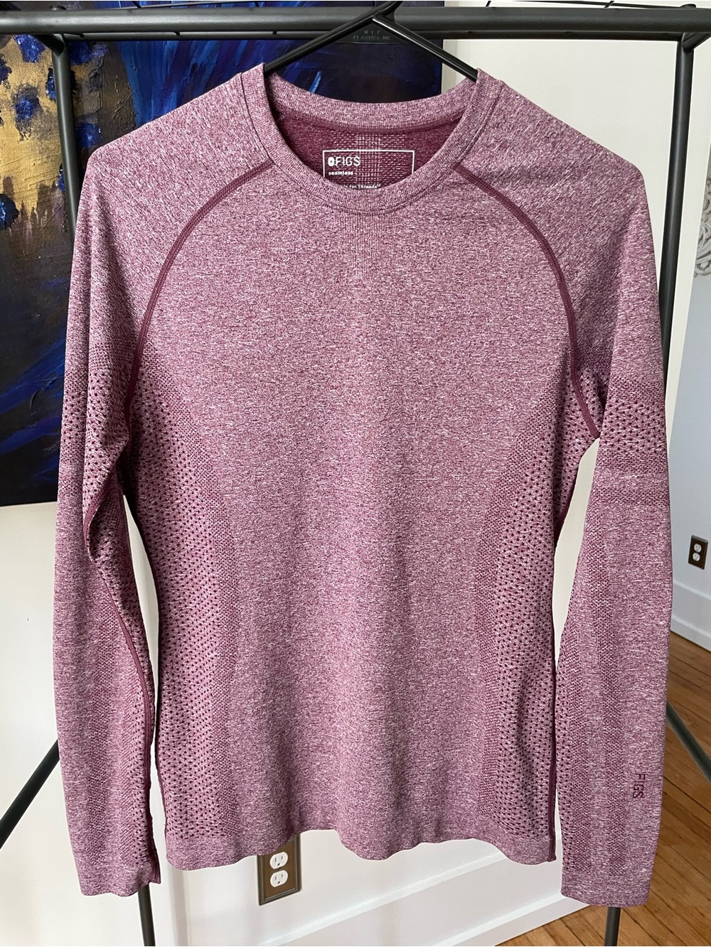 FIGS Long-Sleeve Seamless Underscrub Top — Mauve